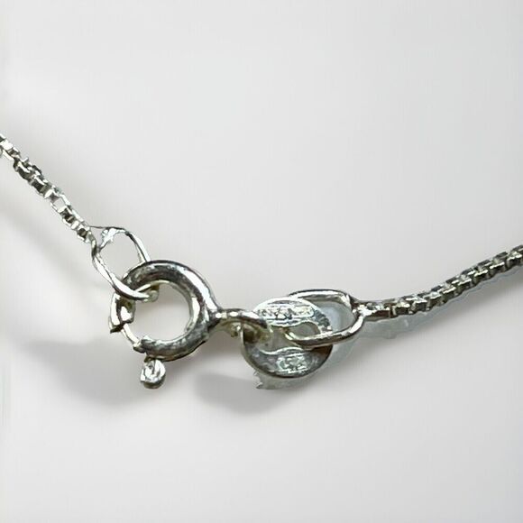 Sterling Silver FACETED STONE CROSS w Center Stone Pendant 925 MO & Necklace VTG - Picture 7 of 14